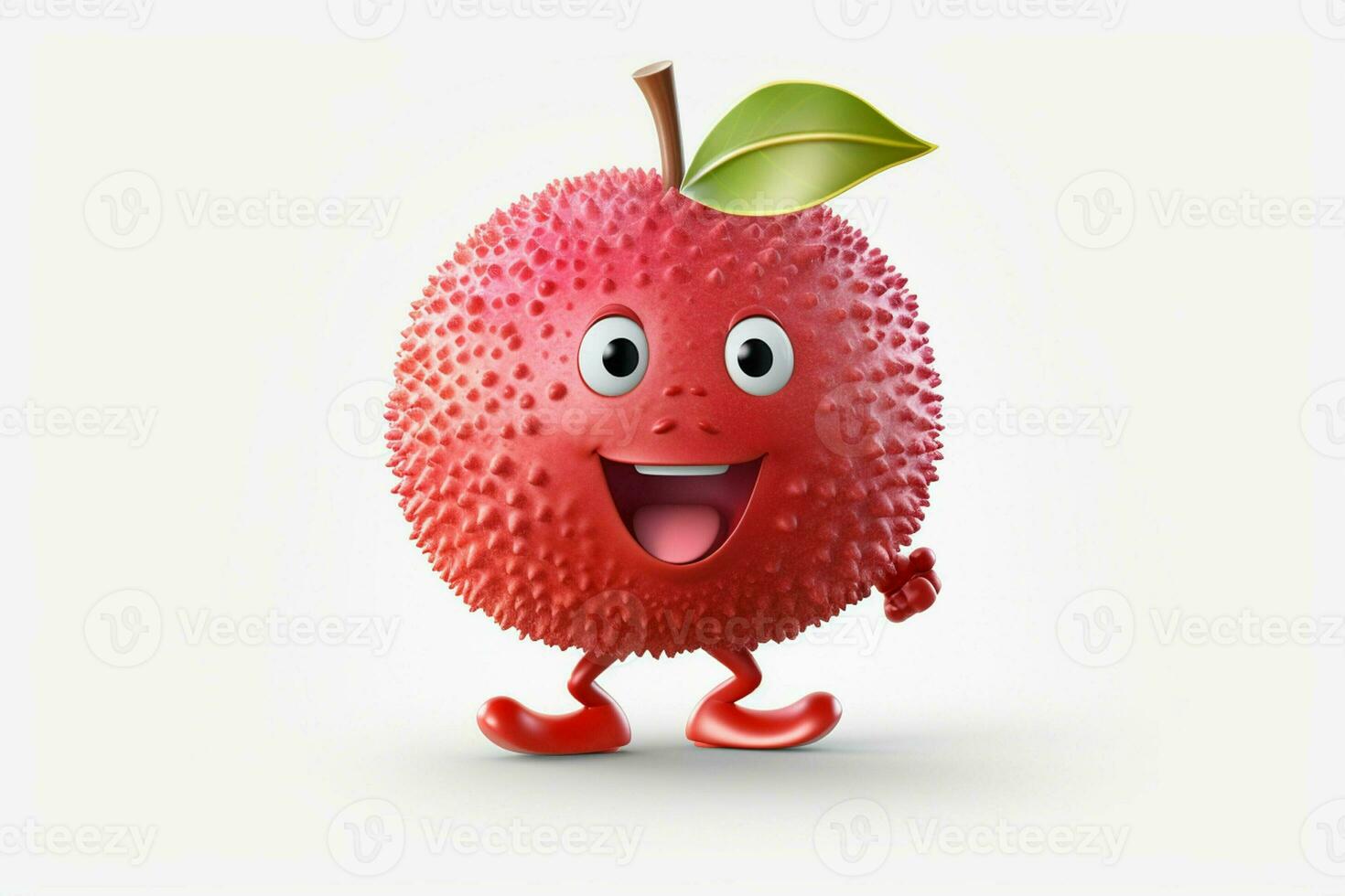 gracioso lychee Fruta personaje en blanco antecedentes. ai generado Pro foto
