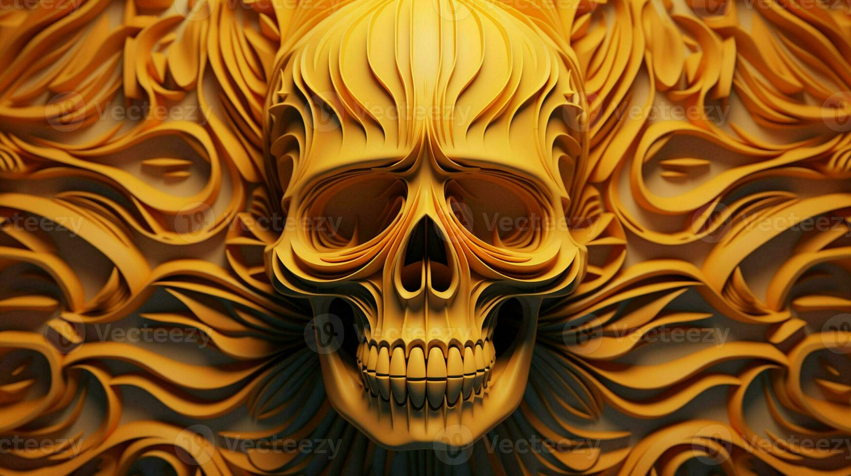 Skull. 3D illustration. 3D CG. Halloween concept. ai generated  pro photo
