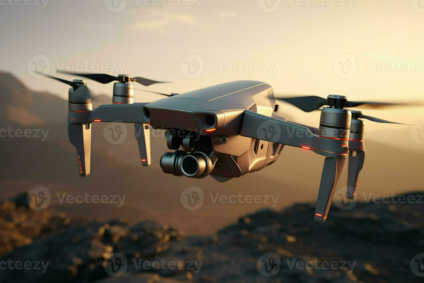 Drone with digital camera flying in the sky. ai generated  pro photo