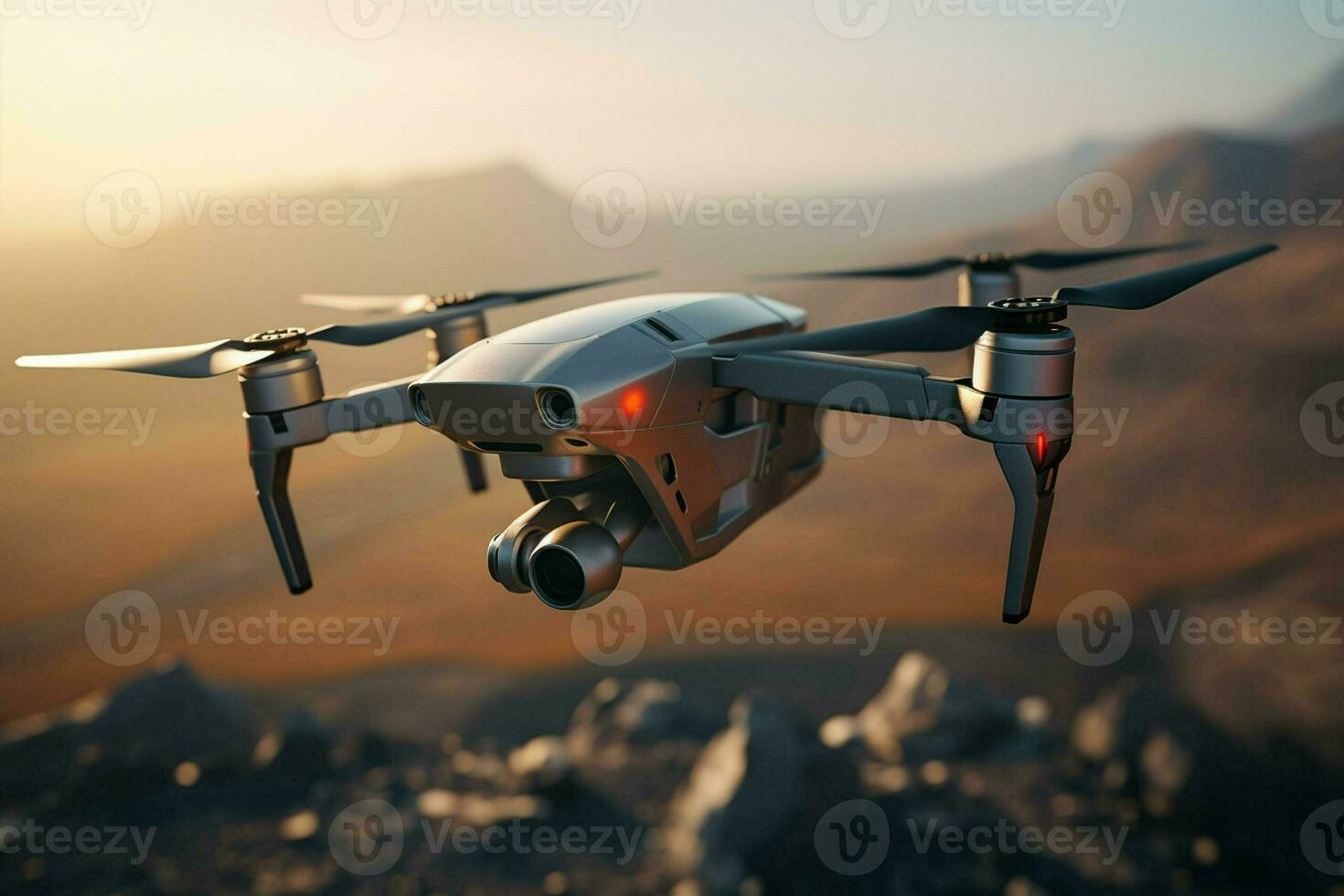 Drone with digital camera flying in the sky. ai generated  pro photo