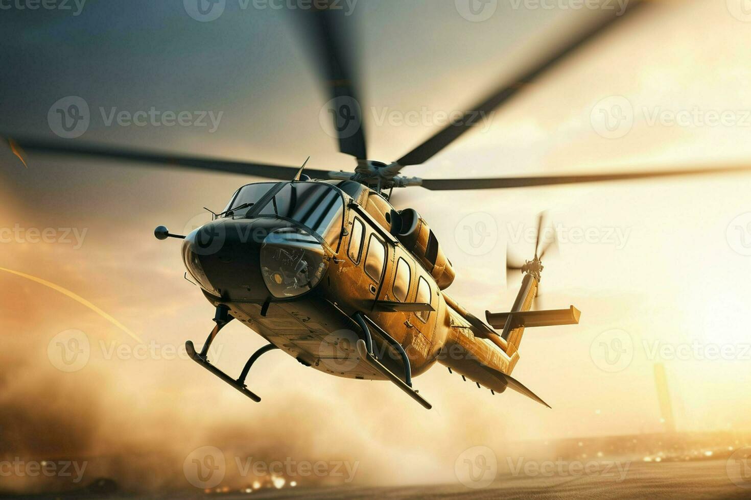 Helicopter in flight over the mountains. 3d rendering. ai generated pro photo
