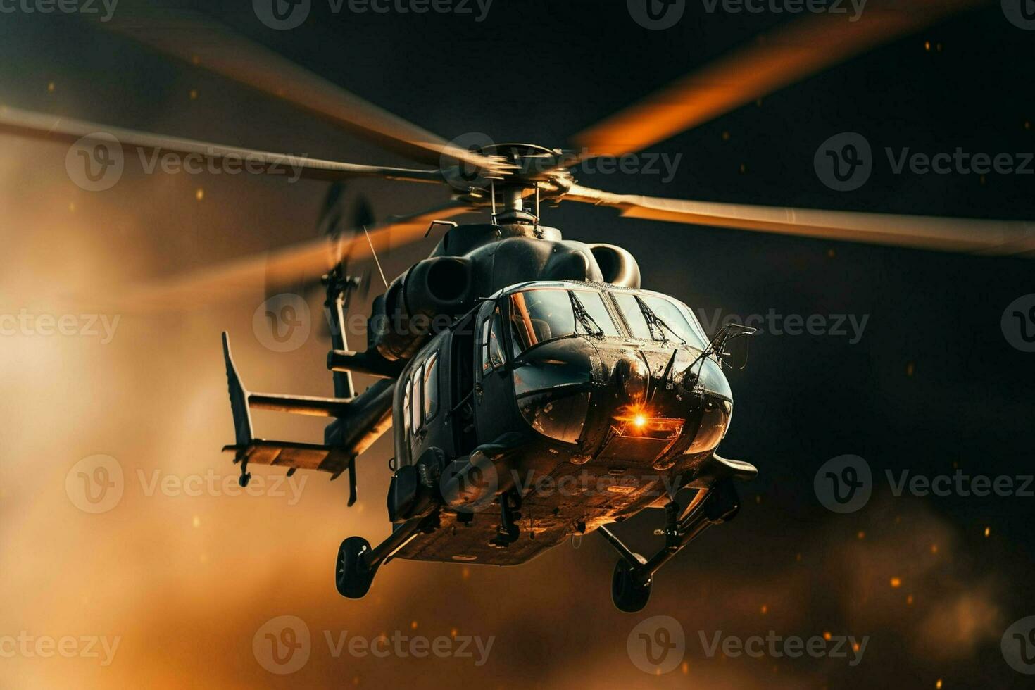 Helicopter in flight over the mountains. 3d rendering. ai generated pro photo