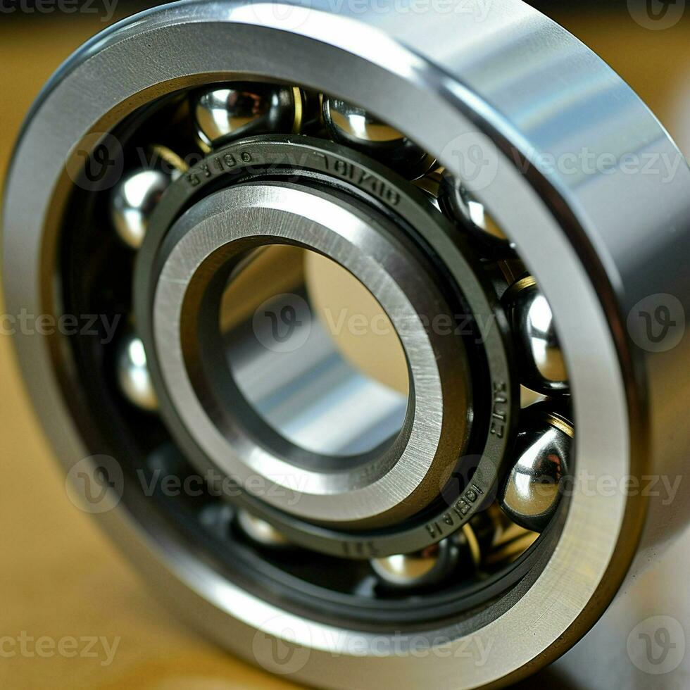 Close-up Ball bearing on a wooden background. ai generated pro photo