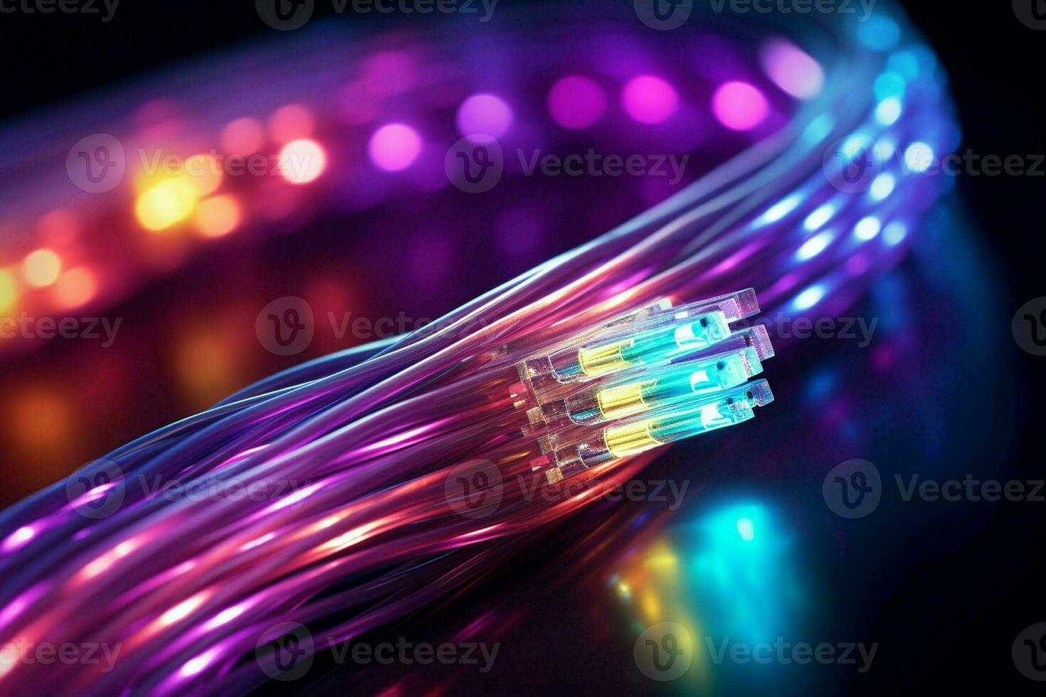 fiber optical network cable, 3d rendering computer digital background. ai generated pro photo