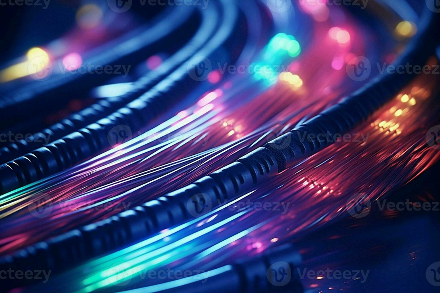 fiber optical network cable, 3d rendering computer digital background. ai generated pro photo
