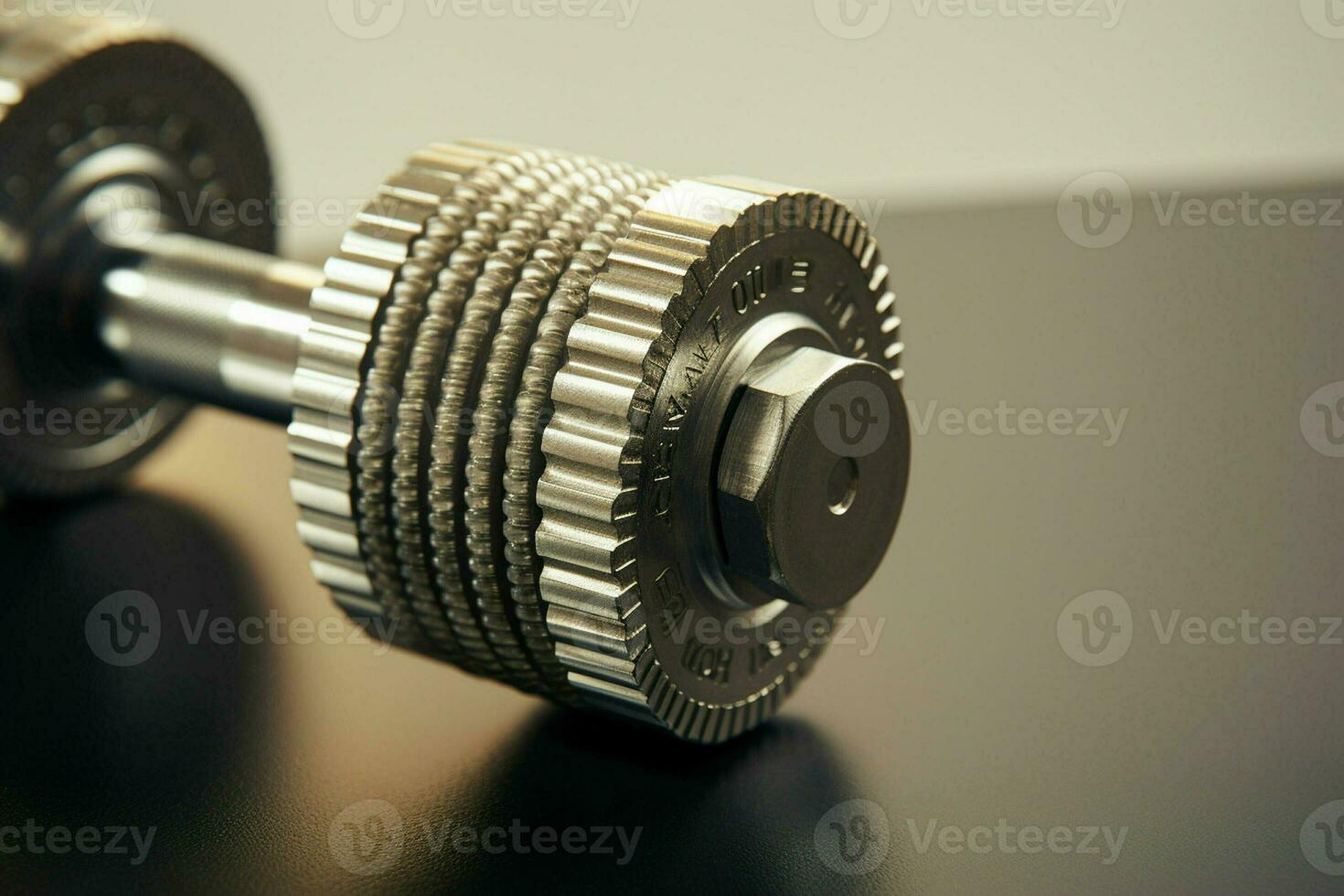 Dumbbells on a table in a gym. Selective focus. Toned. ai generated pro photo