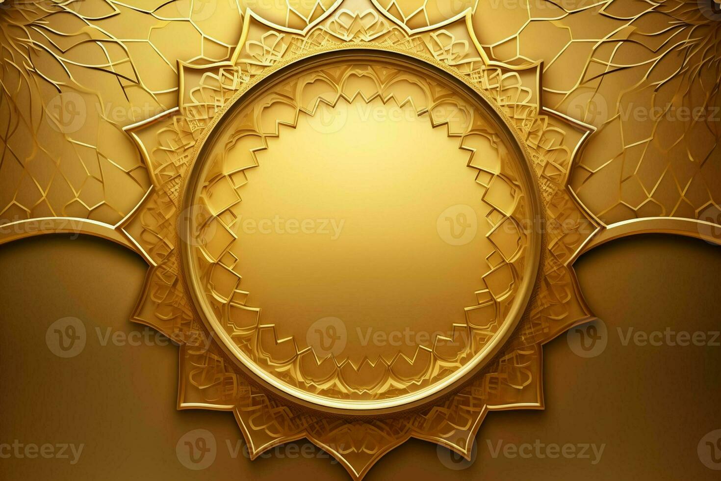 3d illustration of Eid Mubarak background with mosque and golden lanterns. ai generated pro photo