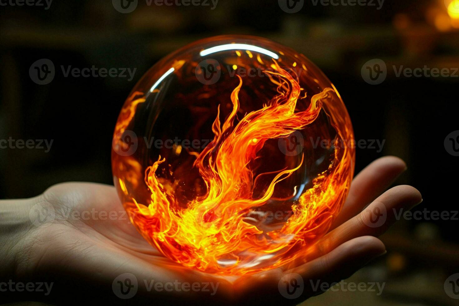 Close up of human hands holding burning earth planet. Global warming concept. ai generated pro photo