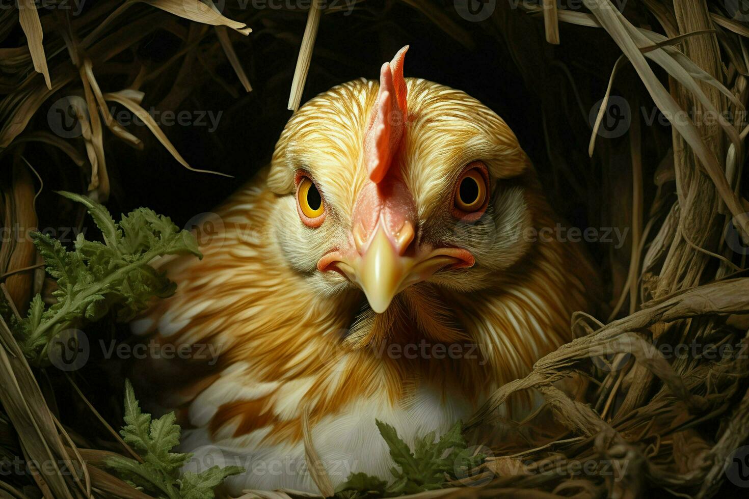 chickens in the nest with eggs, close-up. ai generated Smartphone with charging cable on the table. ai generated photo