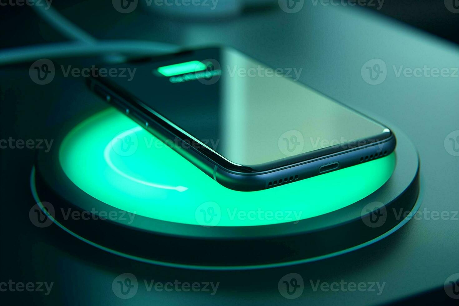 Smartphone with charging cable on the table. ai generated Smartphone with charging cable on the table. ai generated photo