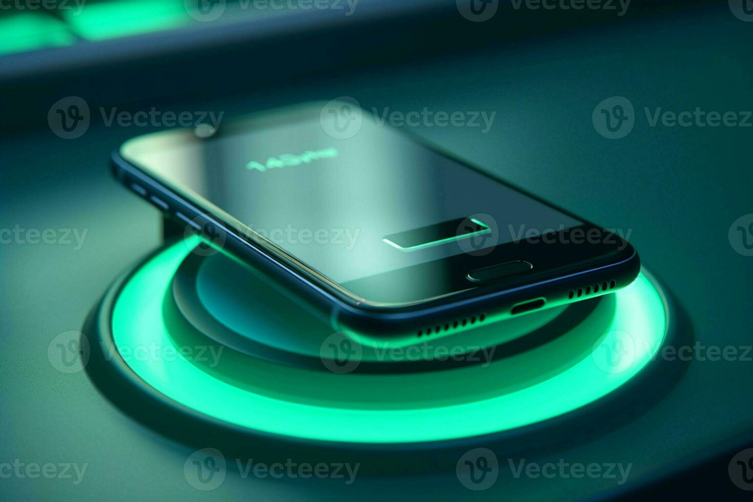Smartphone with charging cable on the table. ai generated Smartphone with charging cable on the table. ai generated photo