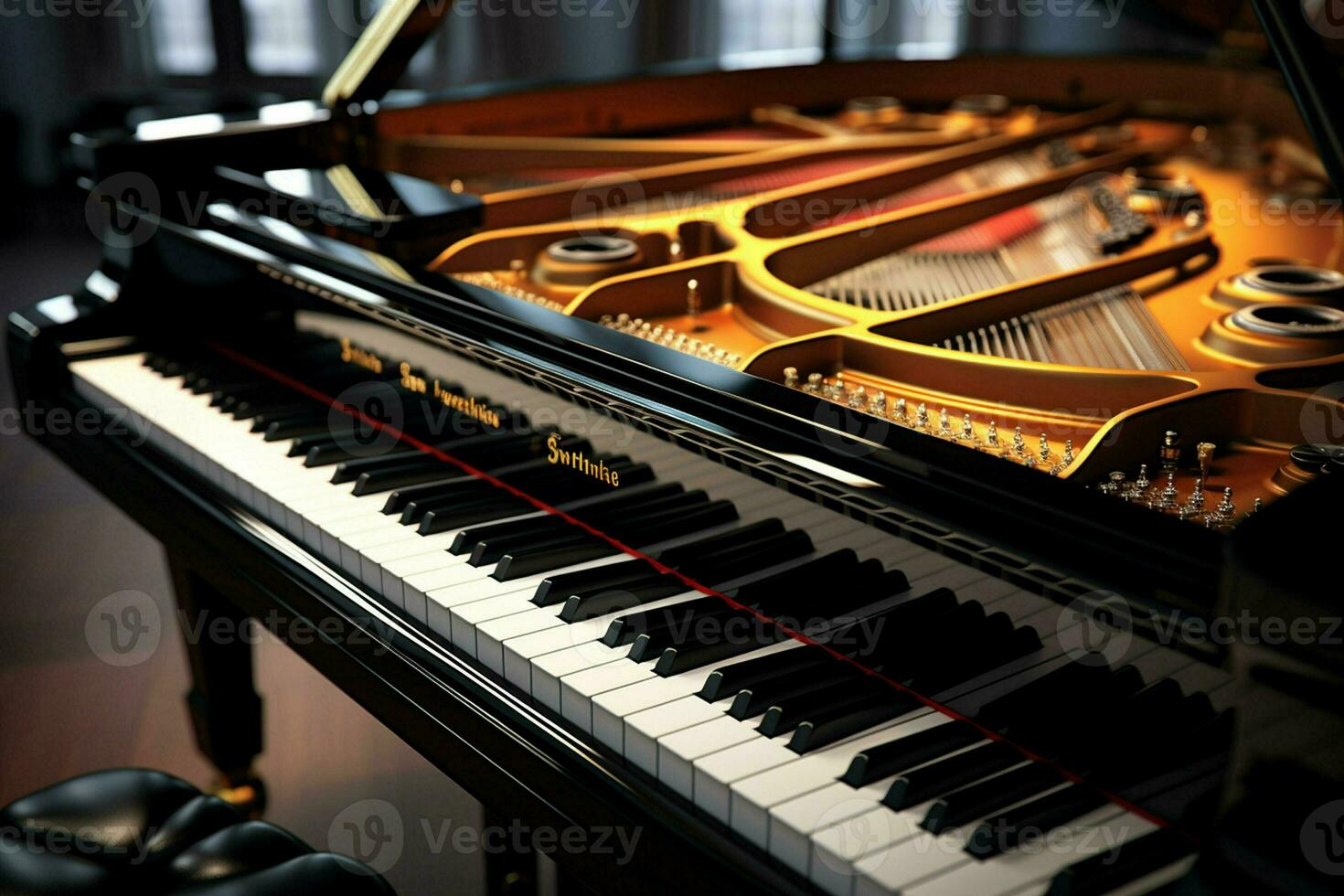 Close up view of grand piano, Entertainment concept. ai generated  pro photo