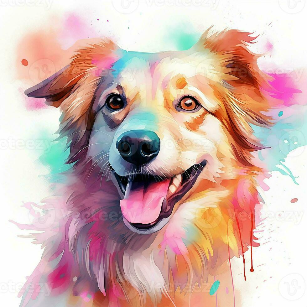 vector retrato de un perro con salpicaduras en un blanco antecedentes. ai generado Pro foto