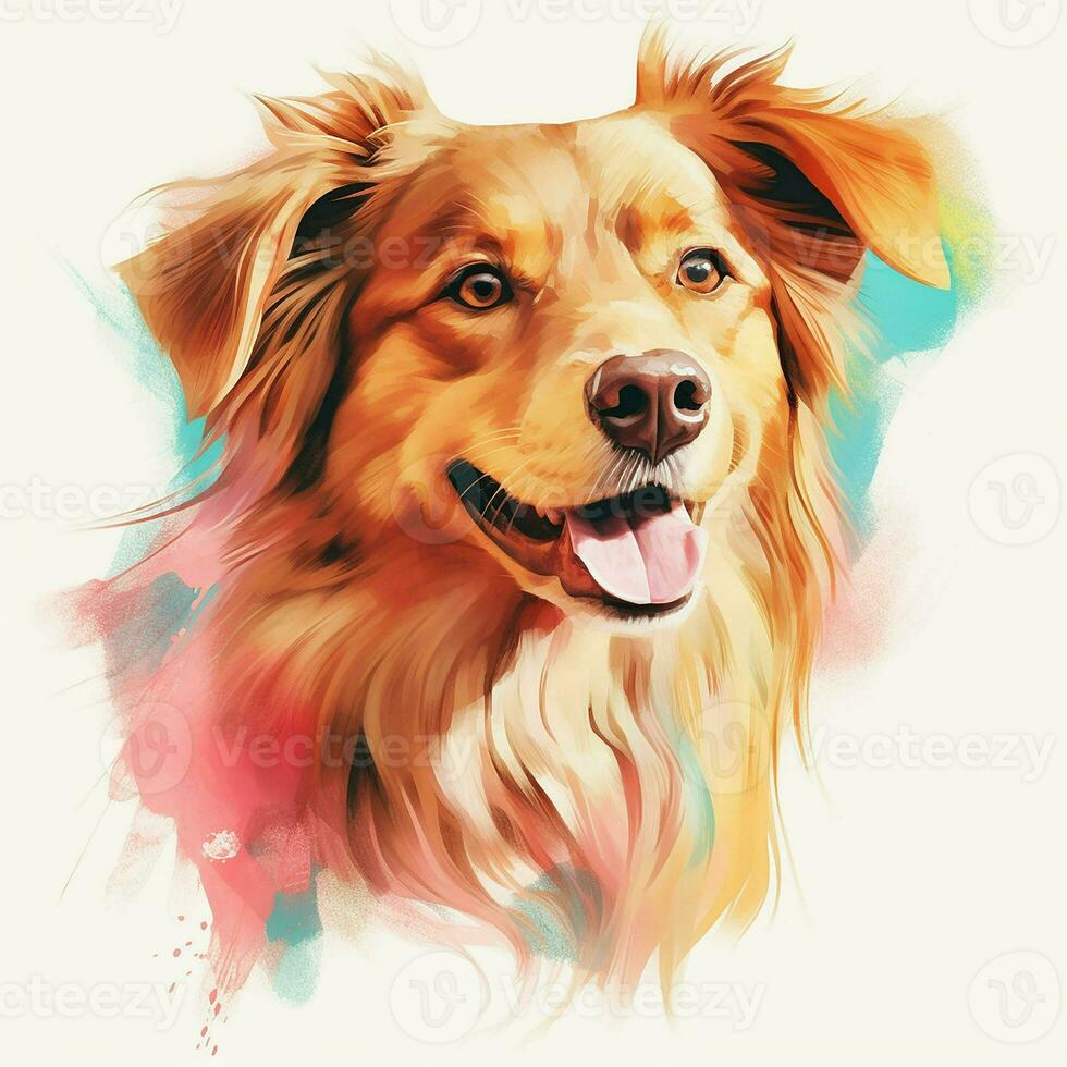 Vector portrait of a dog with splashes on a white background. ai generated  pro photo