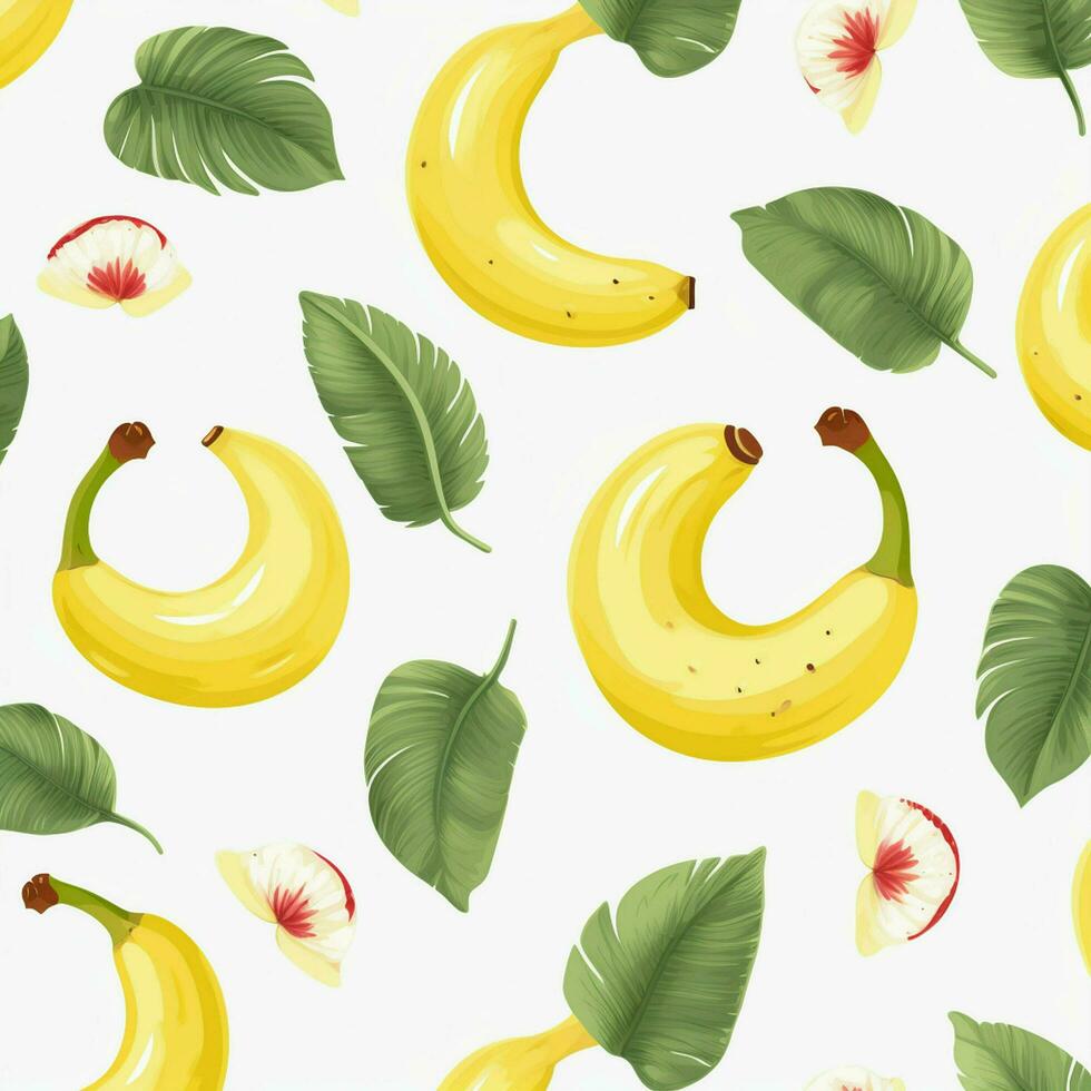 bananas and leaves on white background design. ai generated photo
