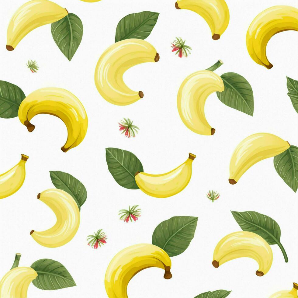 bananas y hojas en blanco antecedentes diseño. ai generado foto