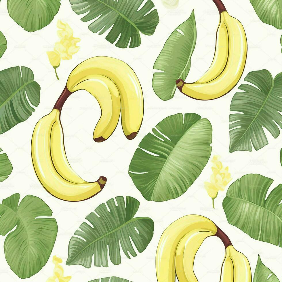 bananas and leaves on white background design. ai generated photo