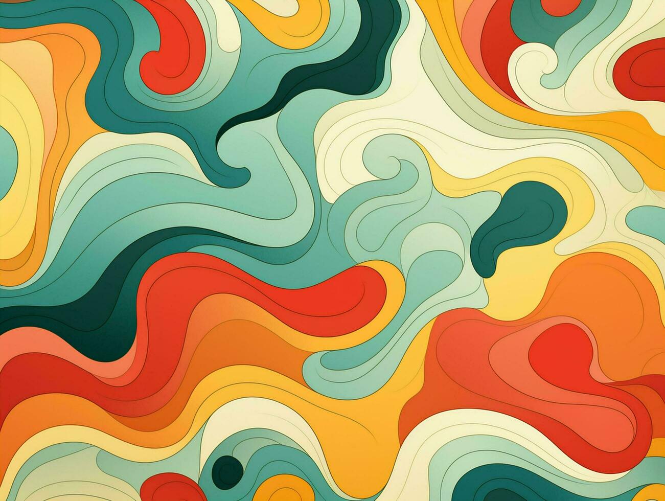 Colorful wavy background digital art illustration. generated ai photo