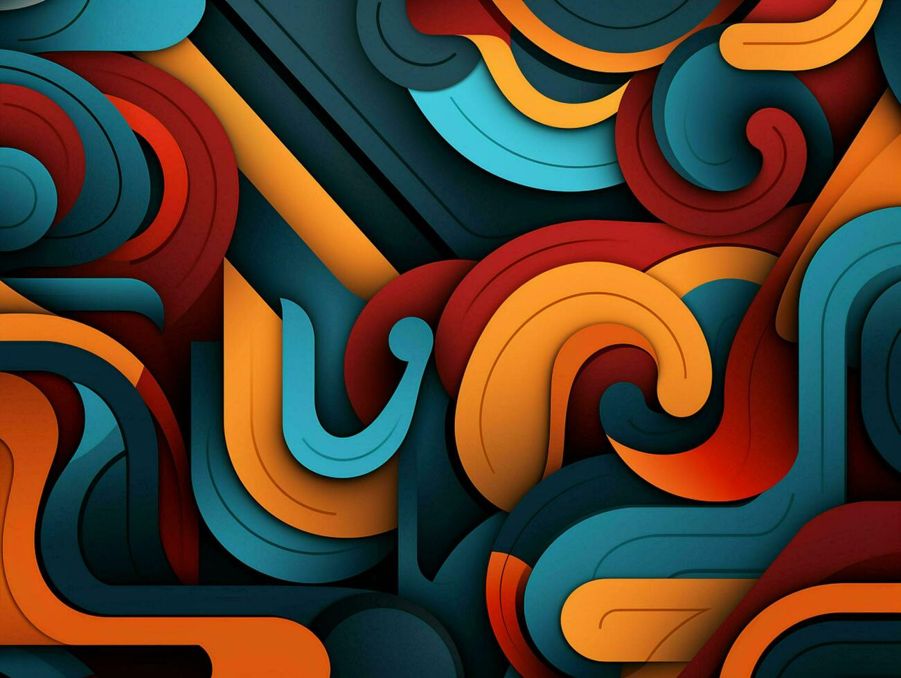 Colorful wavy background digital art illustration. generated ai photo