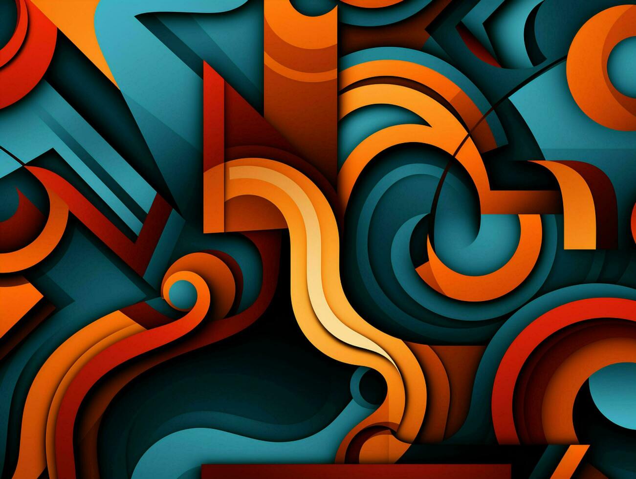 Colorful wavy background digital art illustration. generated ai photo