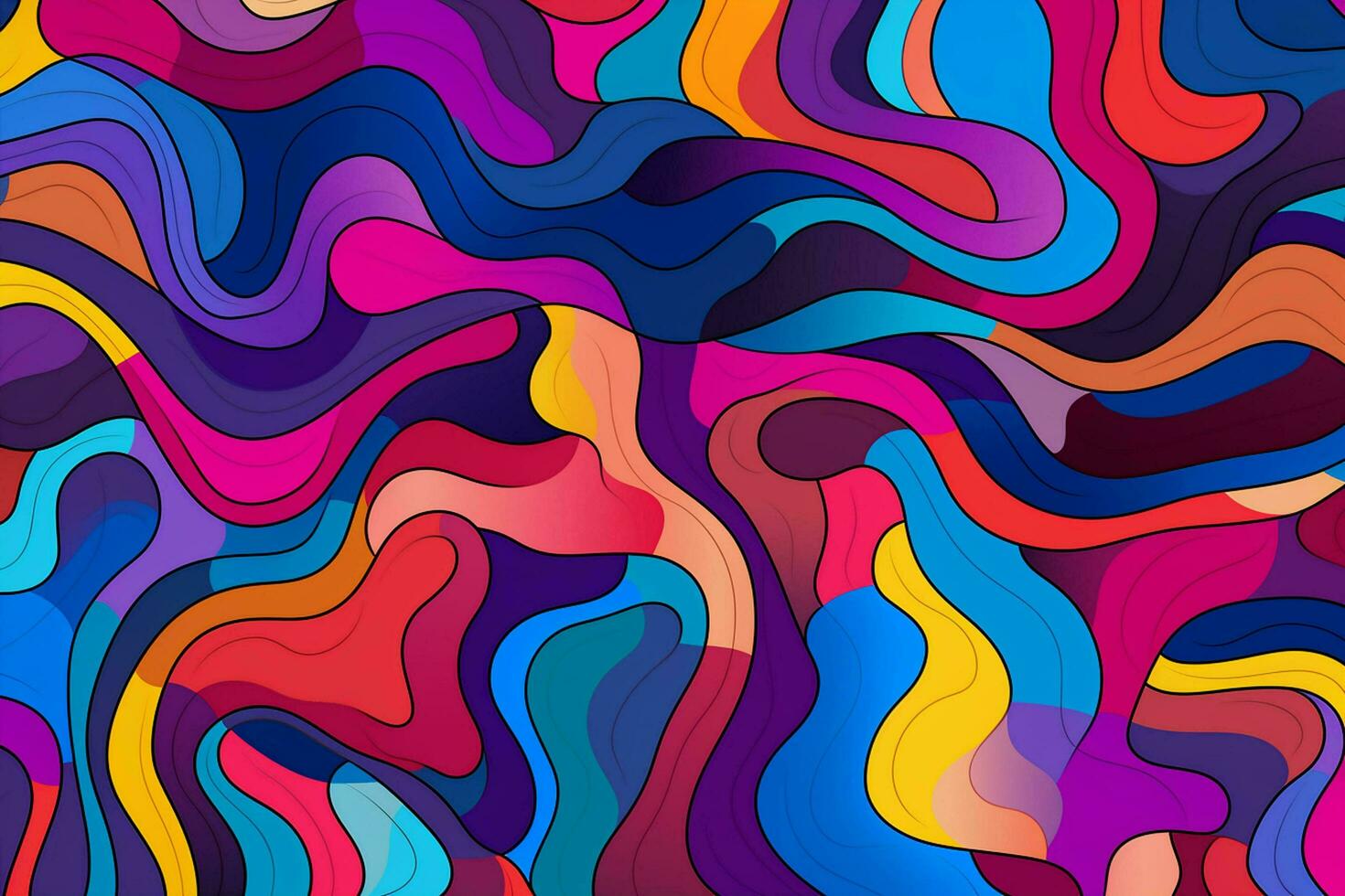 Colorful wavy background digital art illustration. generated ai photo