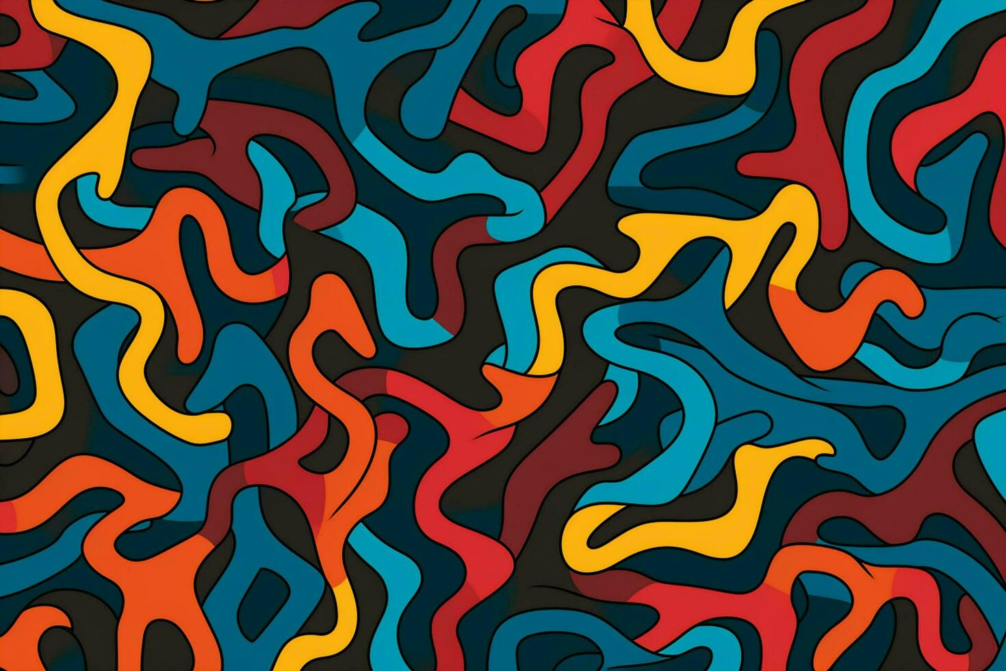 Colorful wavy background digital art illustration. generated ai photo