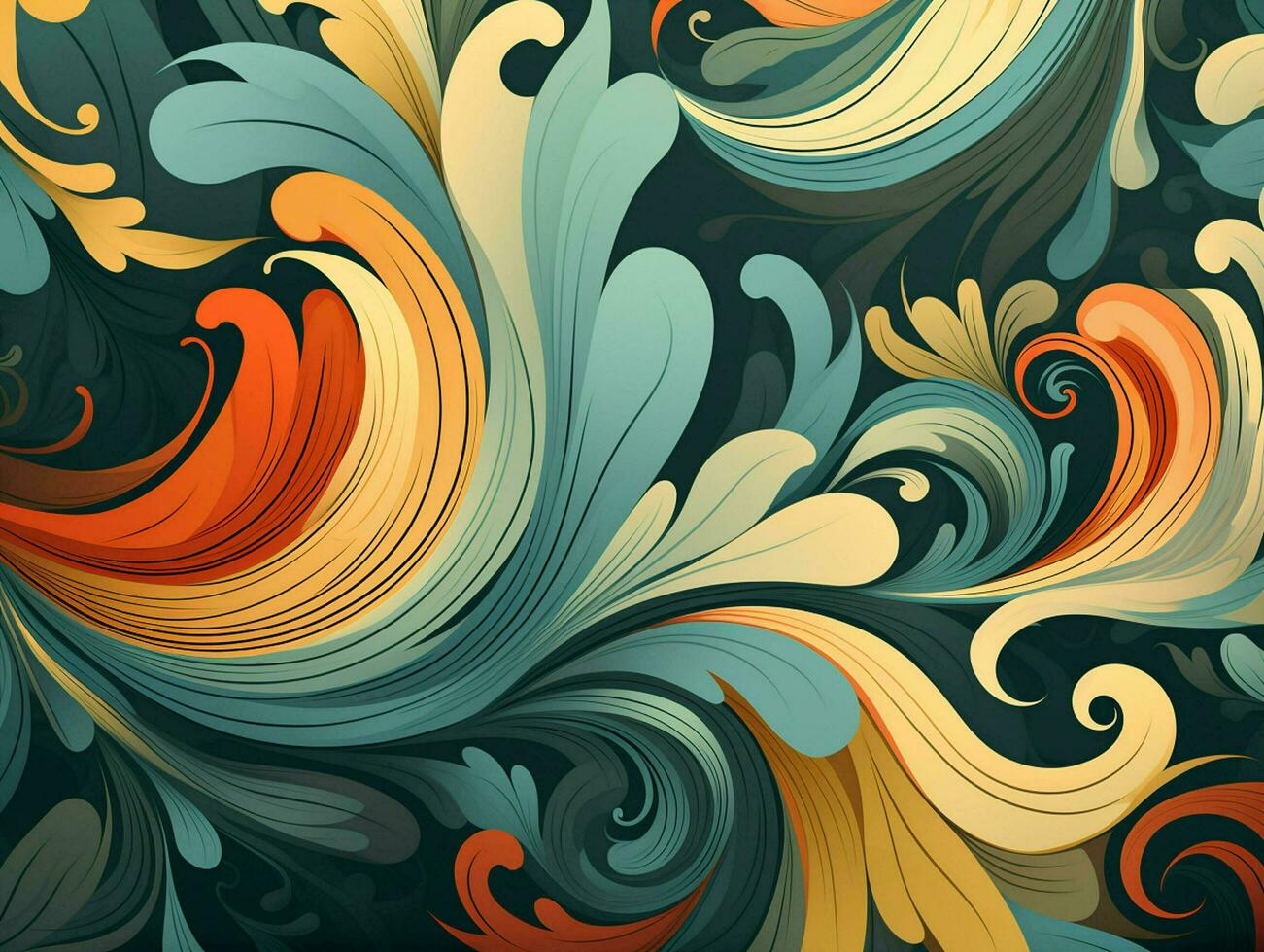 Colorful wavy background digital art illustration. generated ai photo