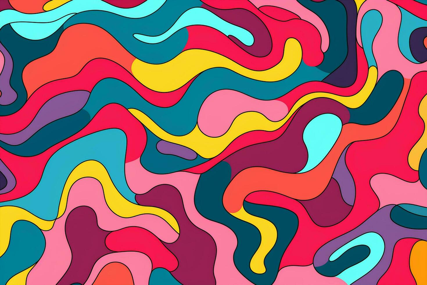 Colorful wavy background digital art illustration. generated ai photo