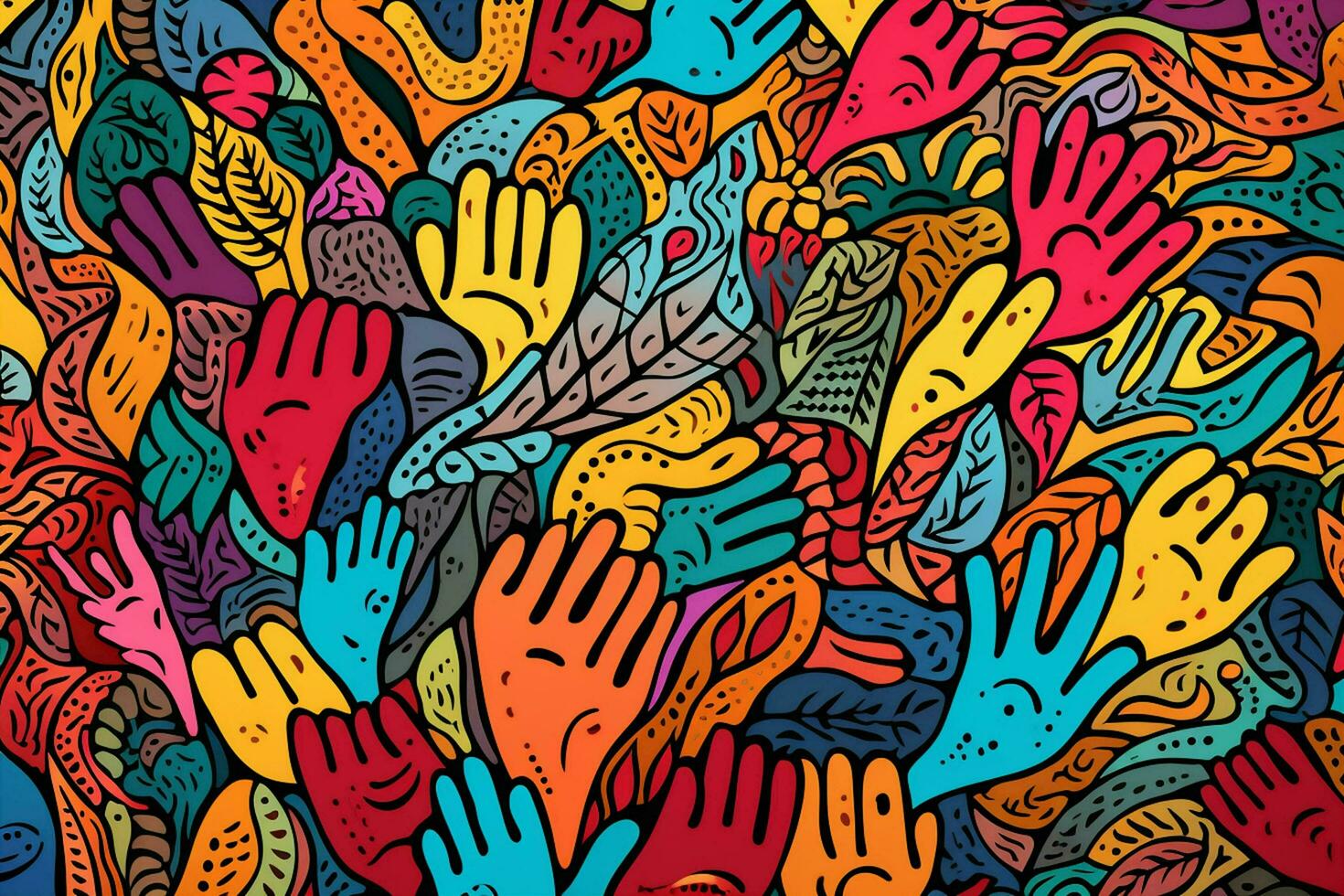 Cartoon hand drawn doodles background design different colors. ai generated photo