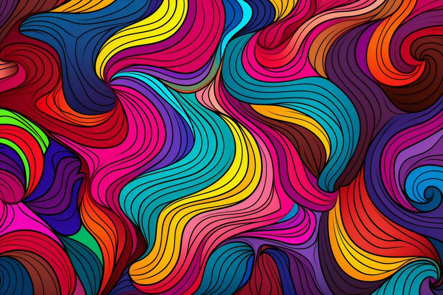 Colorful wavy background digital art illustration. generated ai photo