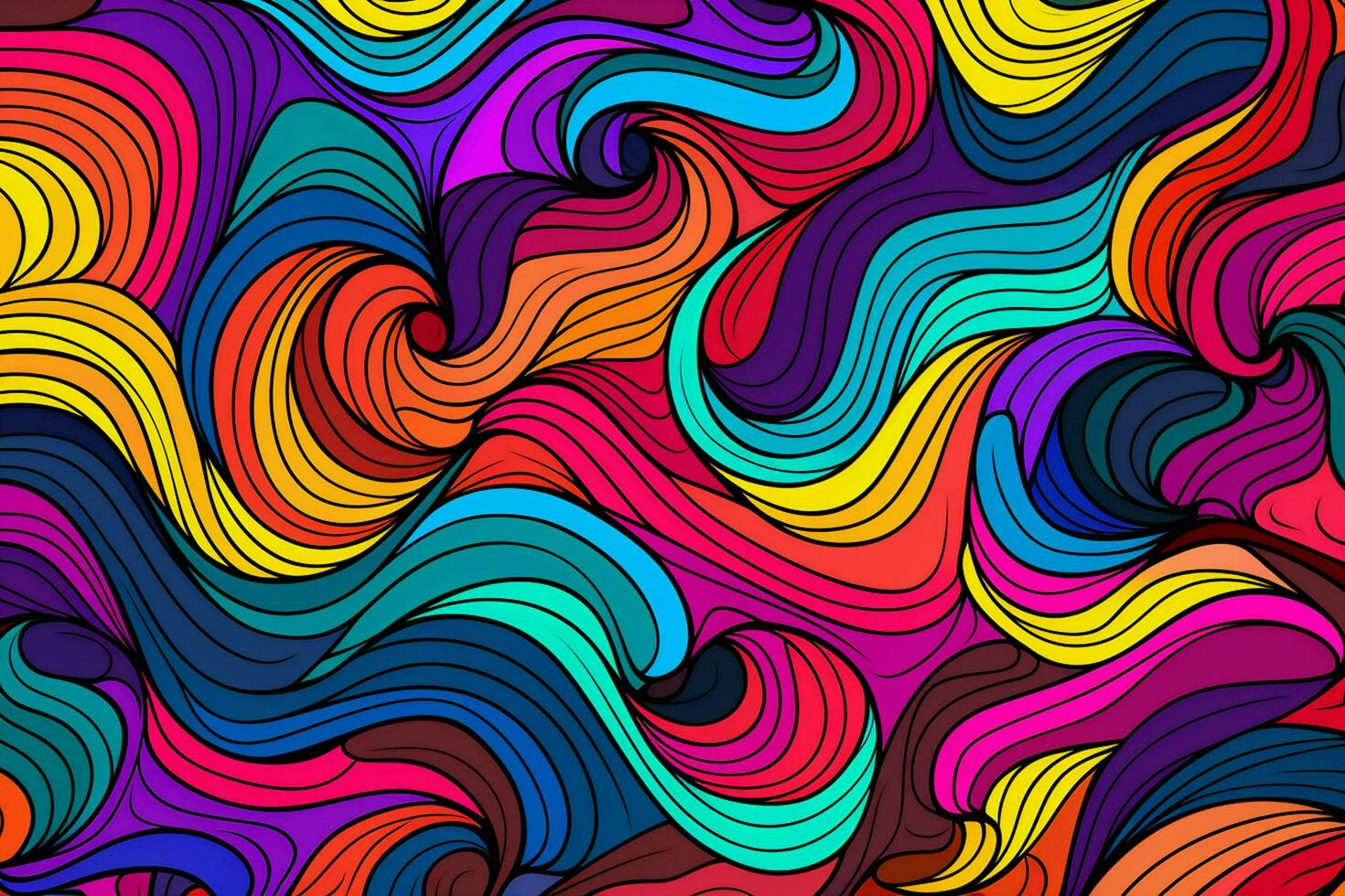 Colorful wavy background digital art illustration. generated ai photo