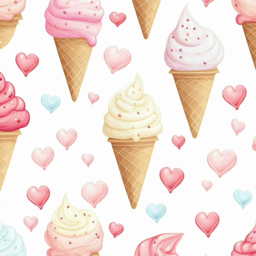 ice cream and hearts background desigh on watercolor. ai generated free photo