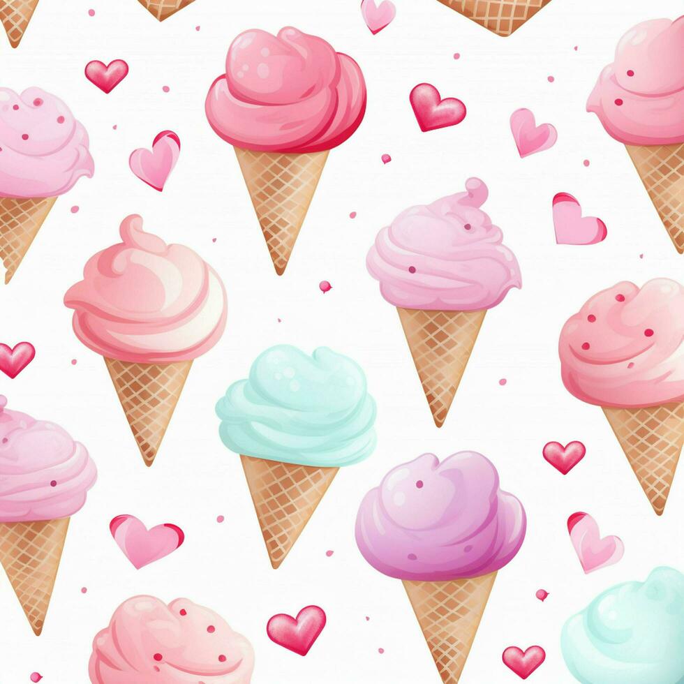 ice cream and hearts background desigh on watercolor. ai generated free photo