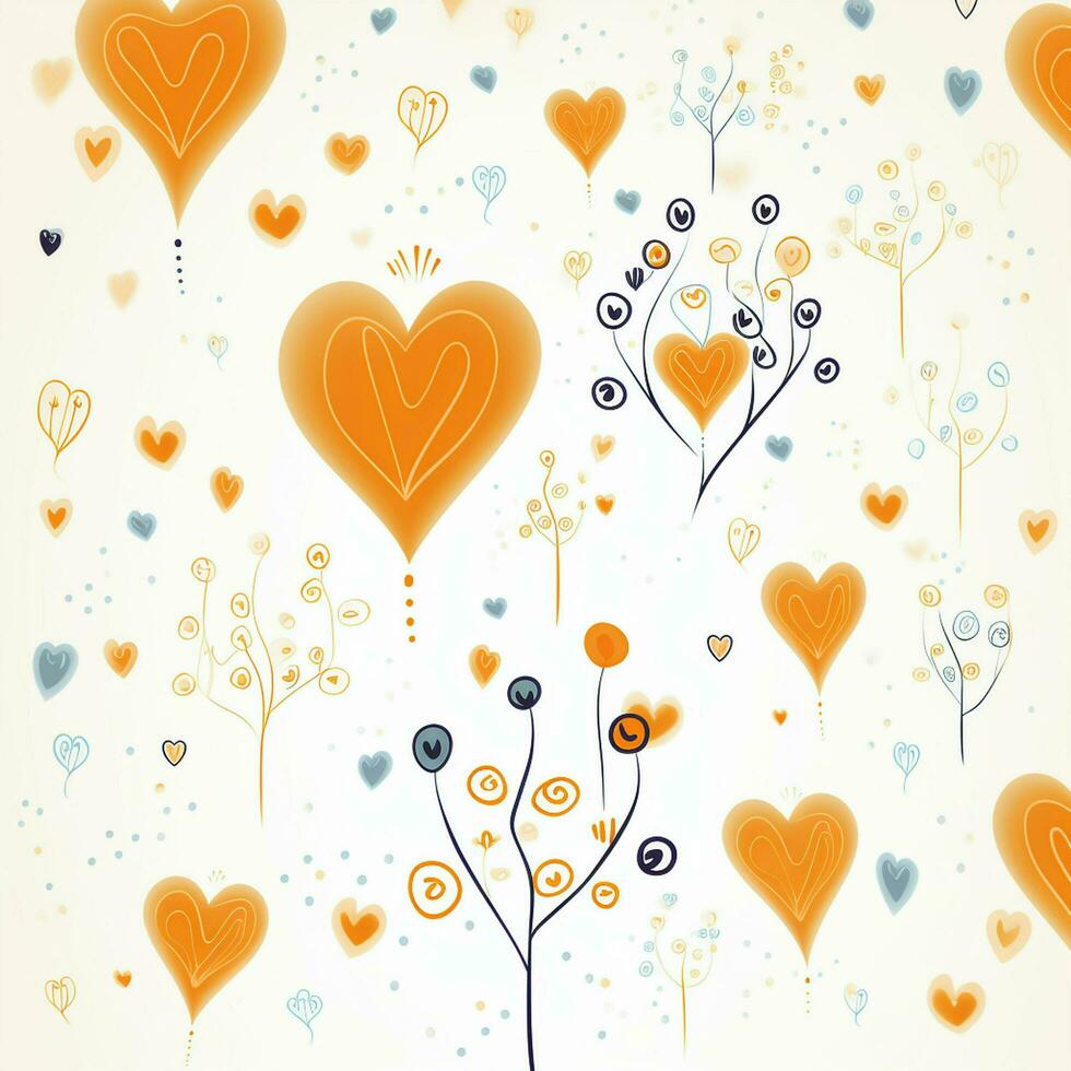 Hearts with leaf pattern background design. ai generated free photo