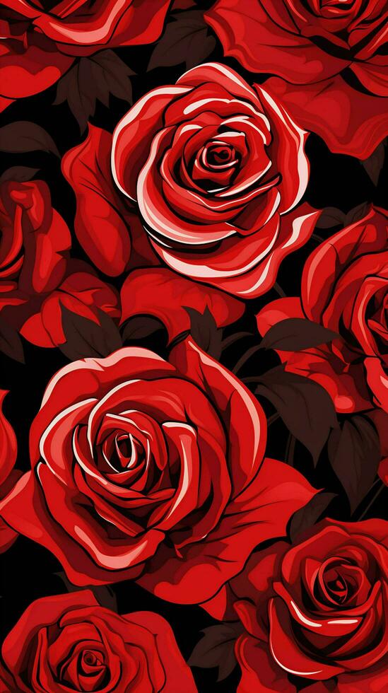 rose flower background design, red roses on black background. ai ...