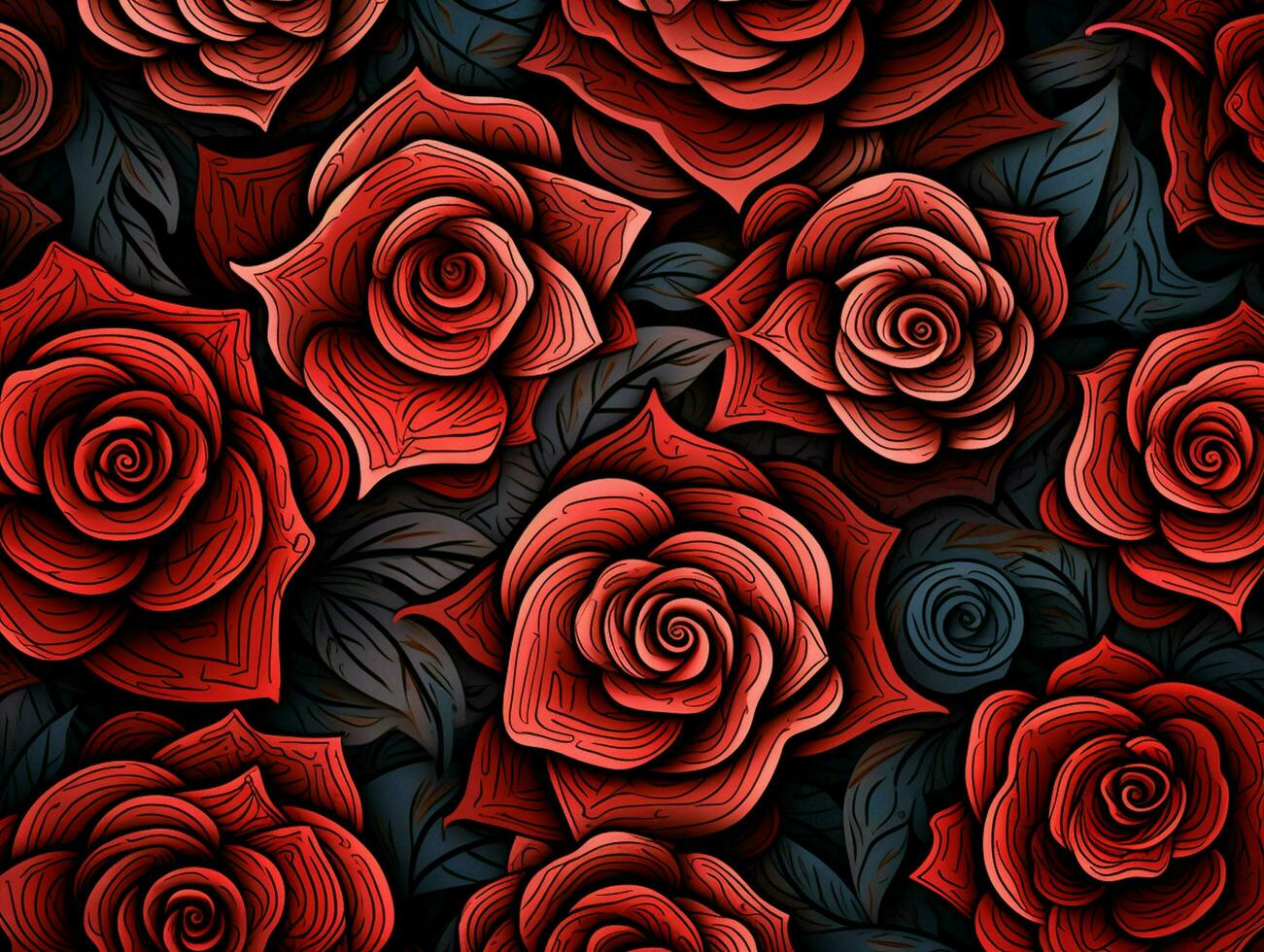 rose flower background design, red roses on black background. ai generated free photo
