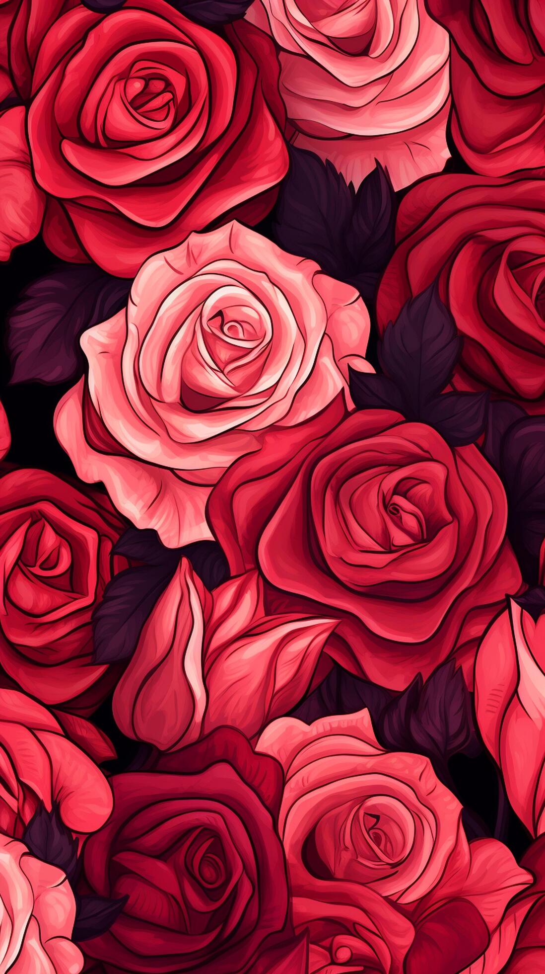 rose flower background design, red roses on black background. ai