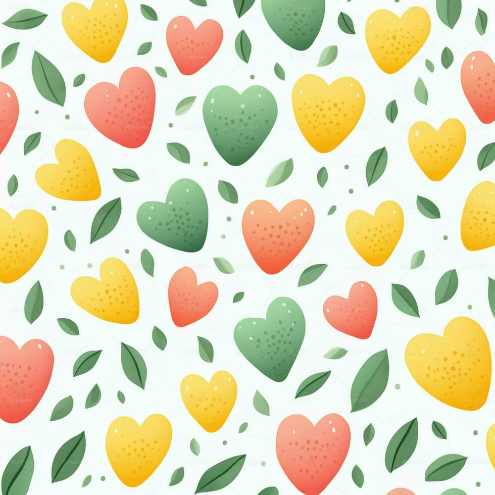 colorful hearts and leaves background design. ai generated free photo