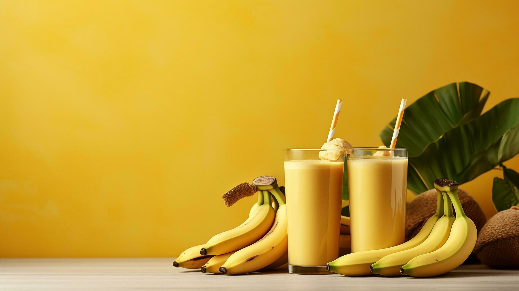 Healthy banana fruit smoothies.Generative Ai. photo