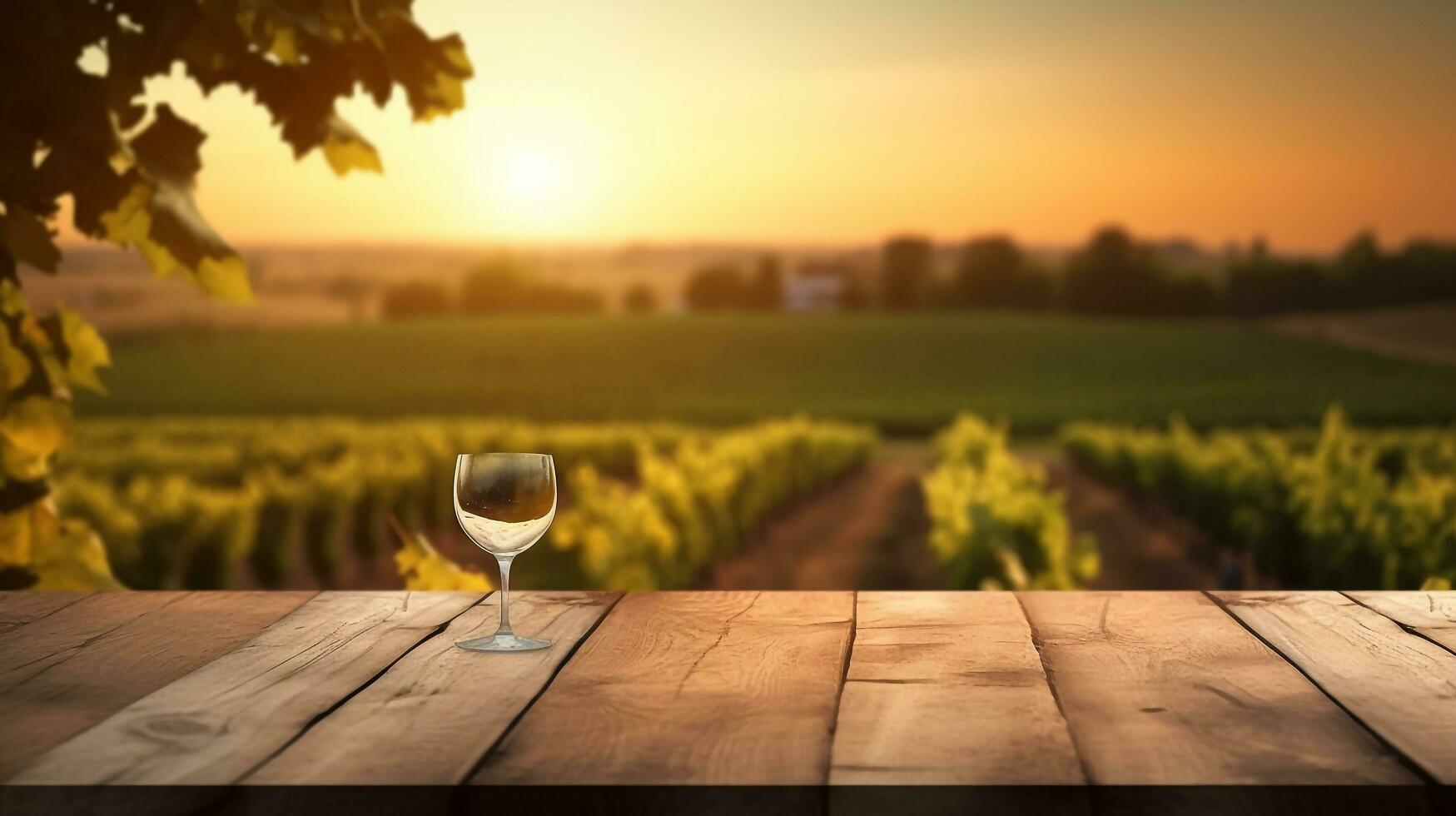 Empty wooden table for product display, award-winning product display, French garden blurred in the background.Generative Ai. photo