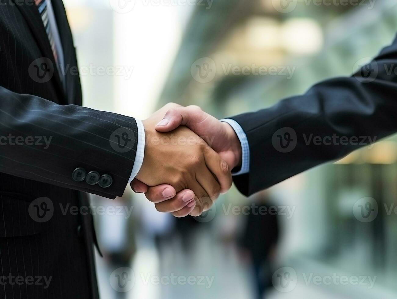 Businessman handshake for successful business,business partners and investment deal teamwork,business concept.Generative Ai. photo