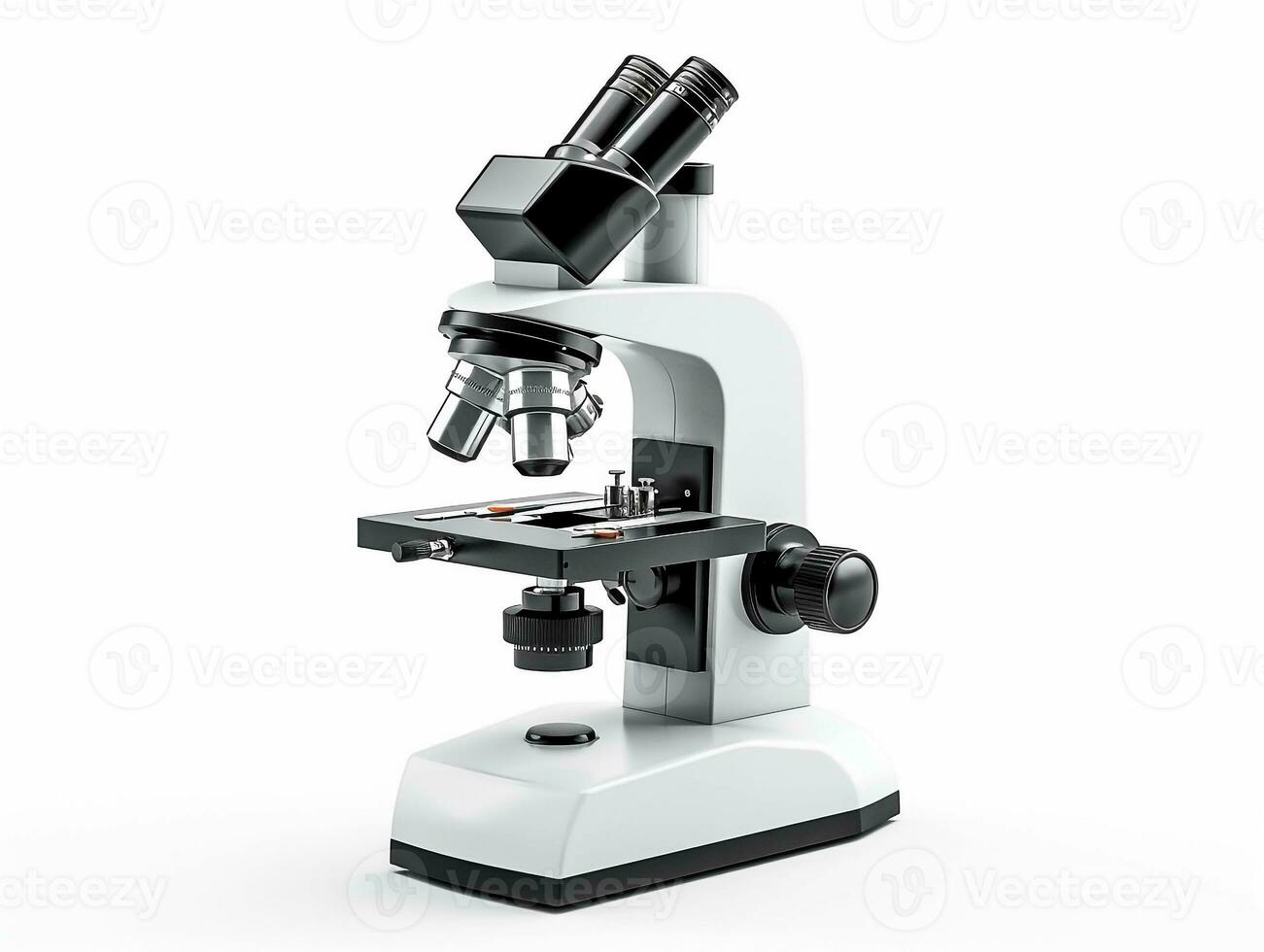 Laboratory Microscope on white background.Generative Ai. photo