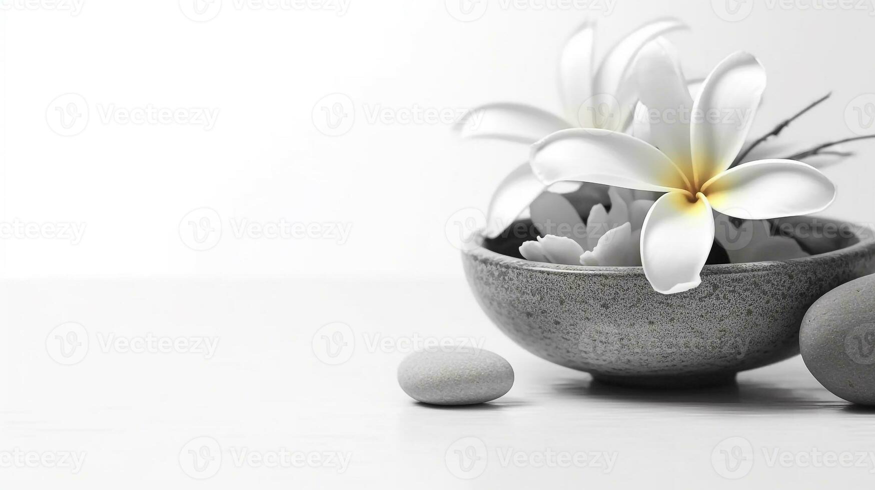 Set of spa treatment elements on white background.Generative Ai. photo
