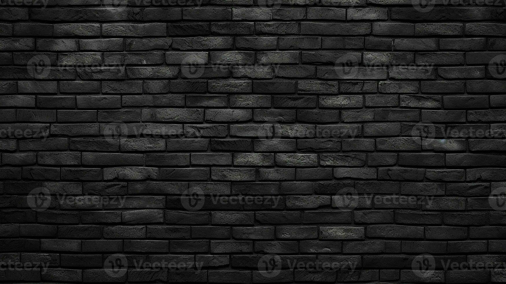 Black brick wall.Generative Ai. photo