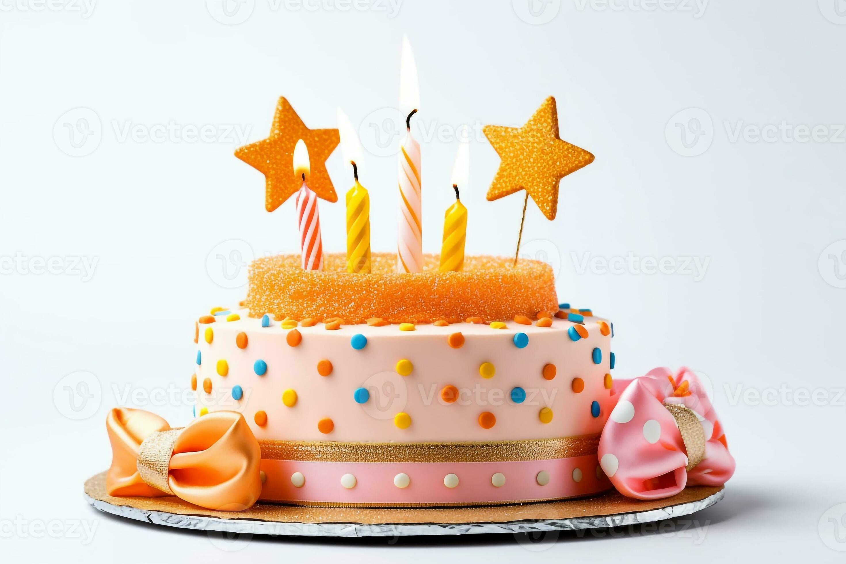 Beautiful birthday cake with star background.Generative Ai. 29552657