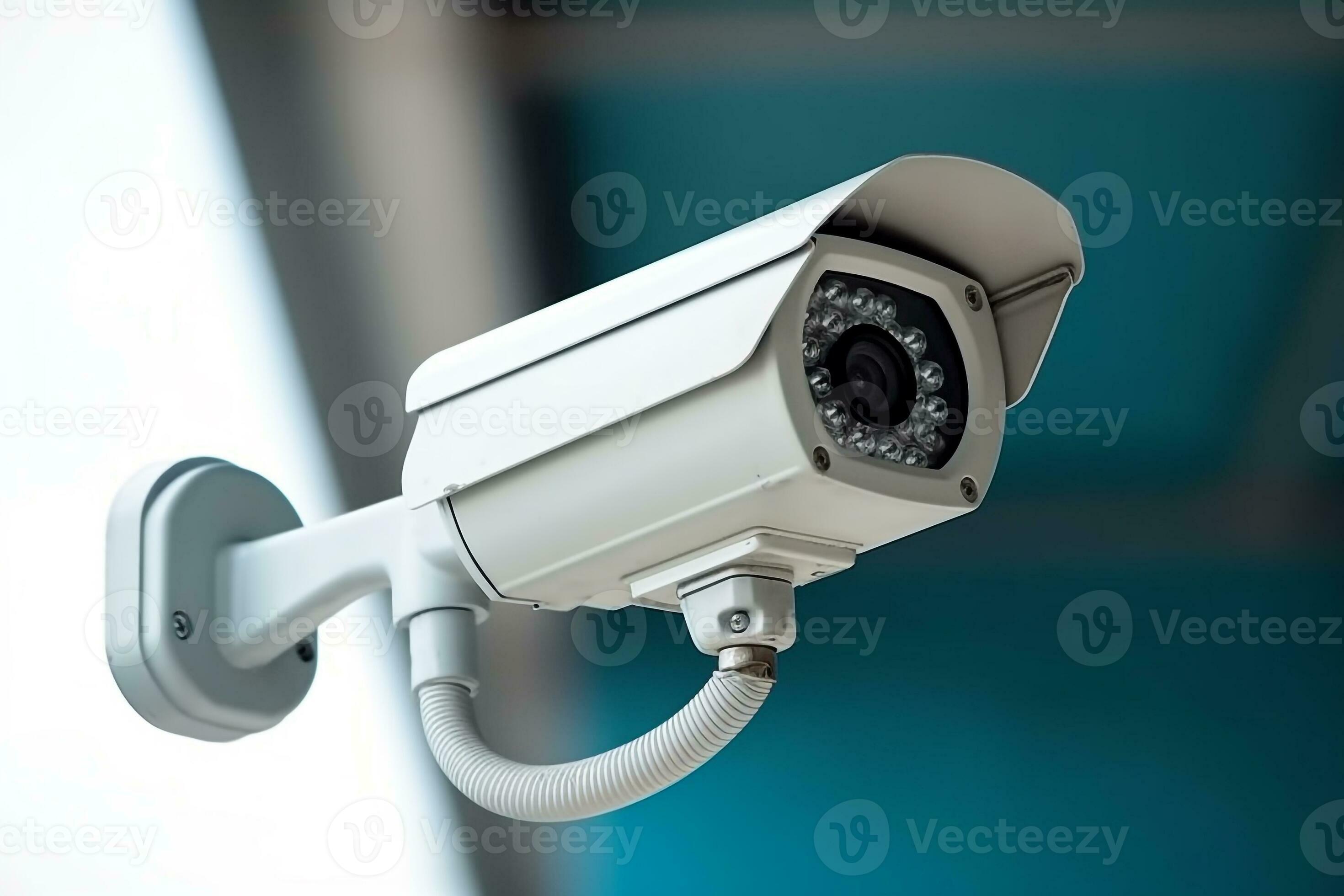 Cámara de seguridad cctv o cámara de vigilancia en el fondo del edificio  concepto de tecnología ia generativa