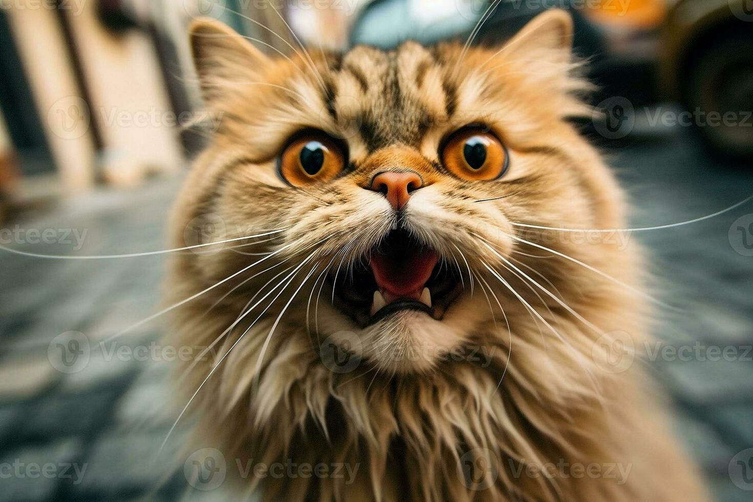 Portraits of cats funny faces.Generative Ai. photo