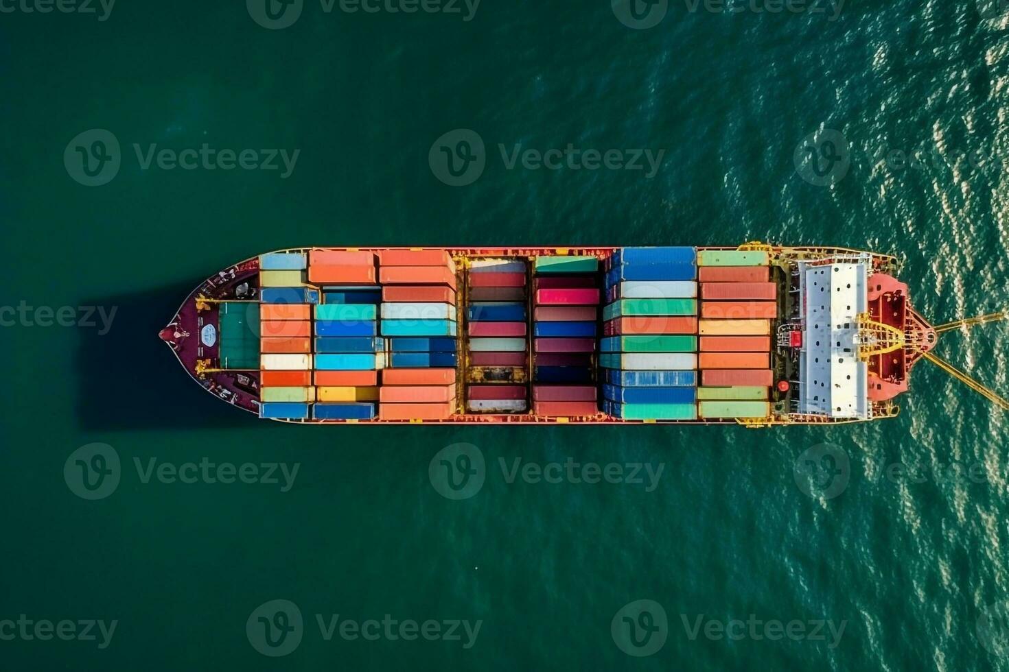 Container cargo ship on the sea, trade, commerce, import, export, transportation, logistics.Generative Ai. photo