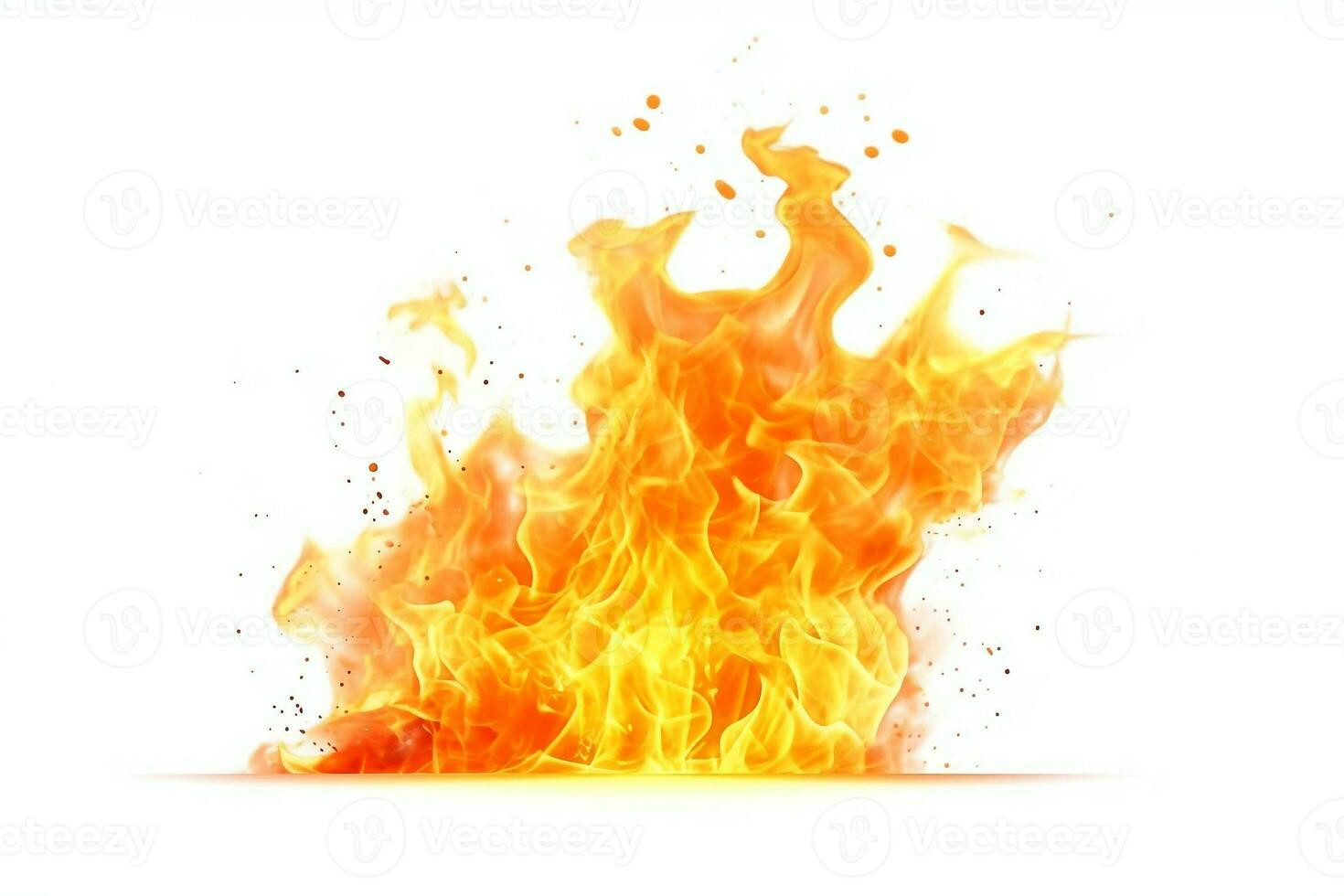 Fire on white background.Generative Ai. photo