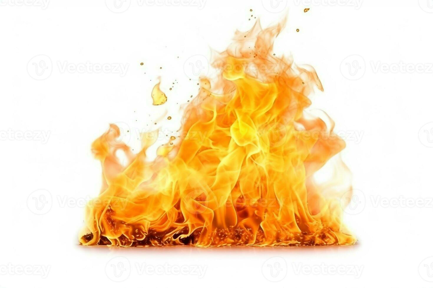 Fire on white background.Generative Ai. photo